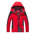 thumbnail image 2 of Men's Lightweight Windproof Waterproof Hiking Jacket Windbreaker Long Sleeve Hooded Outdoor Spring Fall Full Zipper Rain Coat for Camping Cycling Big and Tall Size XL-8XL Red, 2 of 4