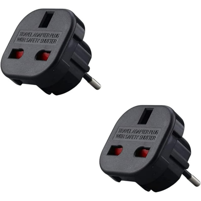 Pack Of X2 - English To France Plug Adapter - English French Adapter - Type G To Type C - Compact And Lightweight - Surge Protector