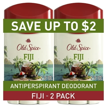 Old Spice Deodorant for Men, Antiperspirant Deodorant, Invisible Solid Stick, Fiji, 2.6 oz (2 Pack)