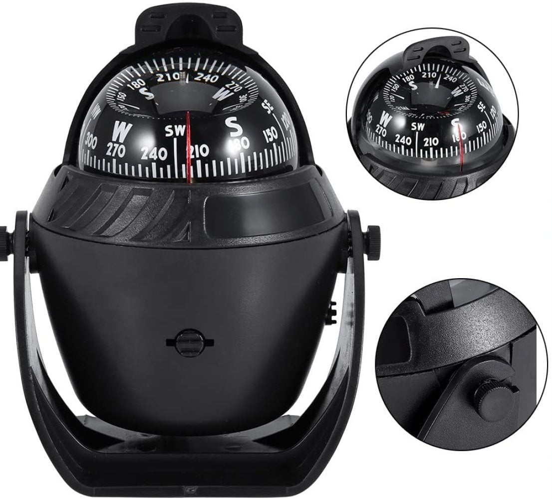 Electronic Navigation Compass Adjustable Marine Ball Compass Night Vision Compass Black for Marine Boat Vehicle Bnineteenteam Marine Boat Compass 