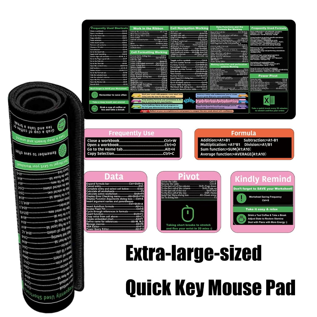 400x900x3mm Large Keyboards Mouse Pad Featuring Word Shortcut for Office Software Use and Gaming with