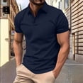 thumbnail image 2 of Manga Corta de Verano Tops de Color Sólido Casual Manga Corta Cuello Redondo Doblado Hendidura Superior, Camisa de Fibra de Poliéster para Hombres, Lavado de Manos, 2 of 6