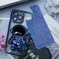 thumbnail image 4 of Funda 6D Bling Astronaut para iPhone 13 Pro, con baño líquido, purpurina flotante y arena movediza, para mujer y niña, azul (Astronauta fijo, sin soporte), 4 of 8