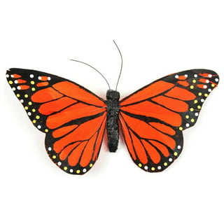 Ayieyill 40 Pcs Monarch Butterfly Decorations Orange Butterflies for Crafts Premium Fake Butterflies Dia de Los Muertos Decor Wall Decor for Room