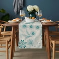 thumbnail image 2 of Teal Boho Table Runner - 90 Inch Long, Kitchen Dining Table Runner Dresser Scarves, Vintage Pattern Ethnic Flower Tribal Leaf Farmhouse Decor for Coffee Tables Wedding Party Banquet, 2 of 8