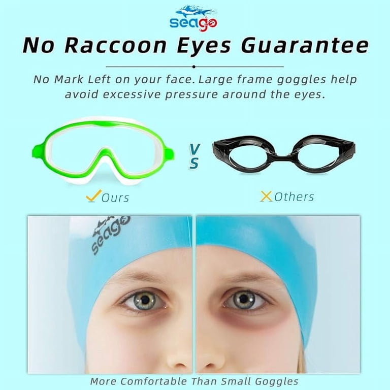 AzureWings 2 Pack Kids Swim Goggles - No Leak Anti-Fog With UV Protection, Ear Plugs & Nose Clip For Ages 4-14