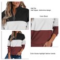 thumbnail image 3 of Sudadera con media cremallera Costura Bloque de color Sólido Elegante Manga larga Ajuste holgado Jersey informal Top Rojo XL, 3 of 4