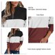 thumbnail image 3 of Sudadera con media cremallera Costura Bloque de color Sólido Elegante Manga larga Ajuste holgado Jersey informal Top, 3 of 4