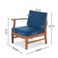 thumbnail image 5 of Peacock Outdoor 8 Seater Finished Acacia Wood Double Sofa and Club Chair Set with Cushions, Teak, Blue, 5 of 9