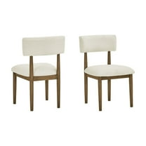 Lilola Home Darla Set of 2 Walnut Oak Dining Side Chairs with Beige Sherpa Fabric