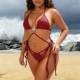 thumbnail image 5 of Two Piece Bikini for Women Backless Summer Trendy Thin Strap Bra Solid Color Tie Two Sides Bottom Triangle Elegant Swimsuit, 5 of 5