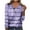 Purple, variant on Giftesty Womens Shirts Women Daily Striped Printed V-Neck Pullover Long Sleeved Casual Button Up Top