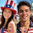 thumbnail image 4 of 4th of July Tattoos for Adults, Patriotic Temporary Tattoos with USA American Flag Design, Red White Blue Independence Day Party Supplies for Memorial Labor Day Decorations, 4 of 4