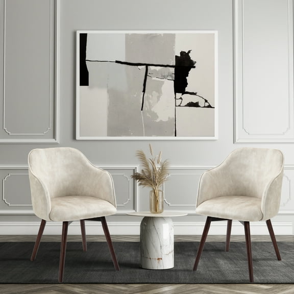 Upholstered Dining Armchairs - Beige -Set of 2