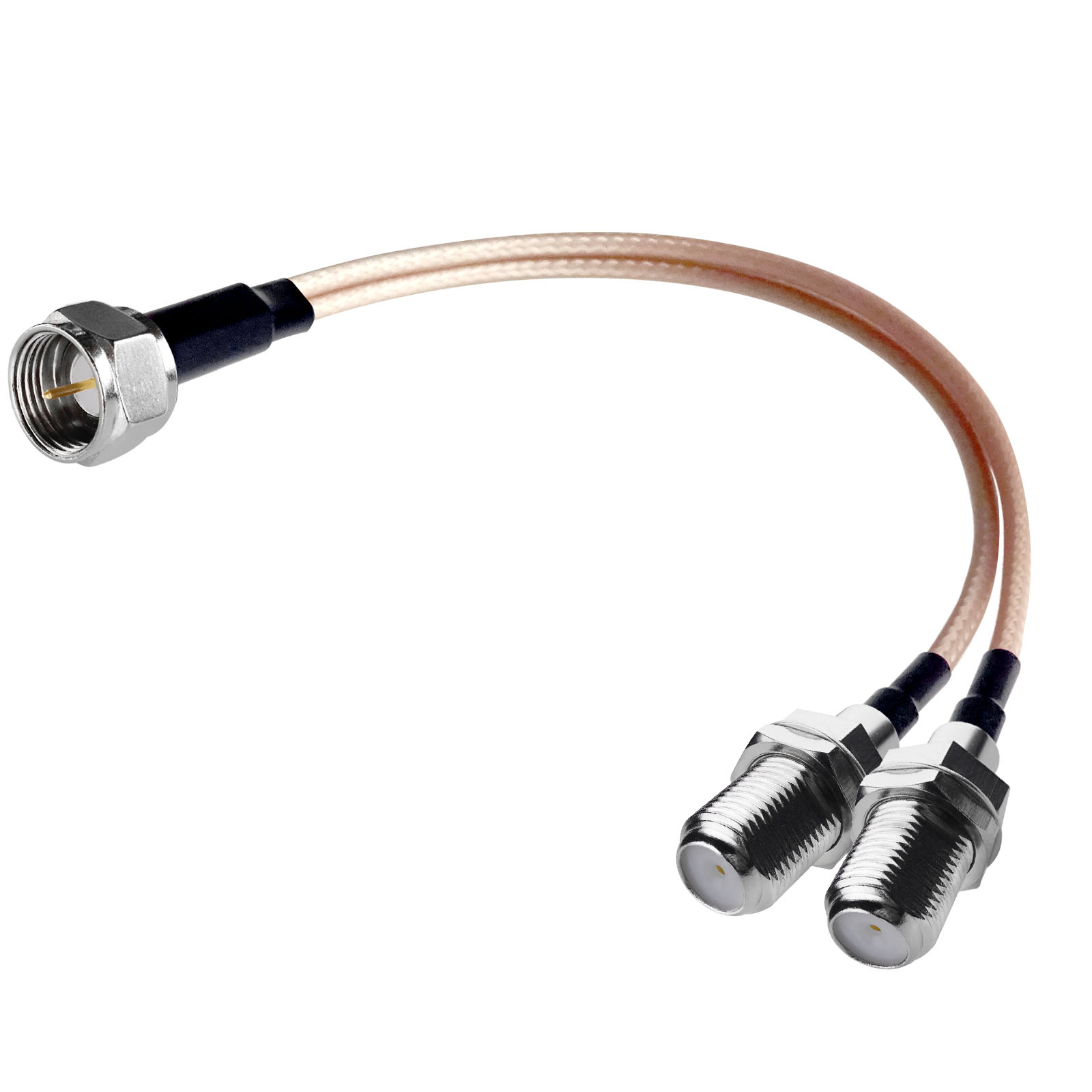 ELECTCHN F Type Coax Cable Splitter F Male to Dual Female 3 Way RG316