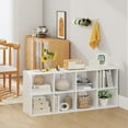 thumbnail image 2 of 8 Cube Storage Organizer, 2 Tier Multipurpose Display Shelf w/Open Storage & 2 Anti-Tipping Kits, 8-Cube Wooden Bookcase for Living Room, Bedroom, Study, Home, Office (White), 2 of 9