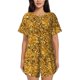 thumbnail image 1 of Balery Bright Shiny Golden Conjunto de Pijama para Mujer con Estampado, Dos Piezas de Manga Corta y Shorts, Ropa de Dormir Suave con Cuello Redondo y Bolsillos-3X-Large, 1 of 6