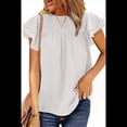 thumbnail image 3 of Blusa Informal de Corta con Cuello Redondo, Encaje, Crochet y Pompones para Mujer, Color , Talla XL, 3 of 7
