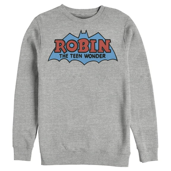 Men's Batman Logo Boy Wonder Robin  Sweatshirt Athletic Heather Large