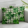 thumbnail image 2 of WERPE  St. Patrick’s Day Spring Pillow Covers  Lucky Charm Kisses Irish Green Clovers Shamrocks Leaves Pillow Cover Grey Buffalo Plaid Farmhouse Decorations Cushion Case&nbsp;2pc, 2 of 6