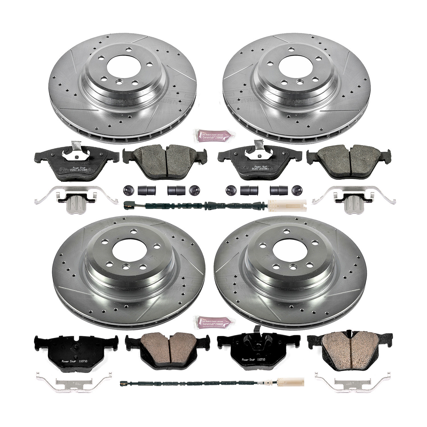 PowerStop Front and Rear Z23 Evolution Sport Carbon-Fiber Ceramic Brake Pad and Drilled & Slotted Rotor Kit Fits: BMW Select Models K7021
