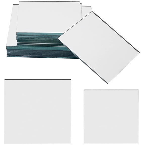 20pcs 2 Sizes Square Shape Glass Mirror Tiles Tiny Mirrors for Folding Compact Mirror Cover Molds Home Decor and DIY Crafts 3 x 3 4 x 4 Inch White