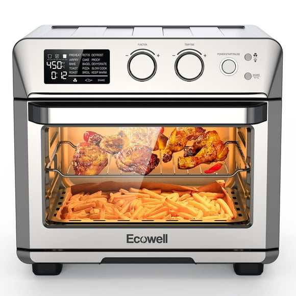 ECOWELL Air Fryer Toaster Oven Combo, 15-in-1 Airfryer Toaster Ovens Countertop, 26.4 QT Stainless Steel Air Fryers Convection Oven, for 360° Even & Healthy Cooking, Model: ECO