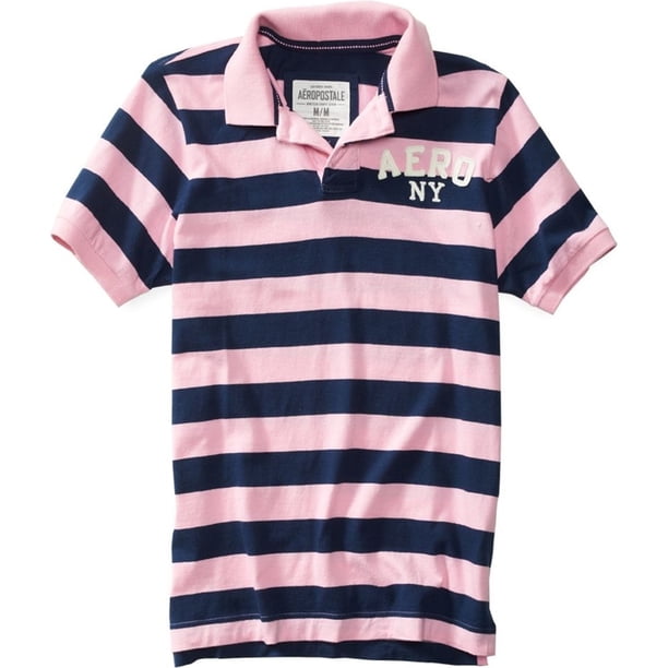 Polo de Rugby Aeropostale Hombre Rayas Rosa Grande