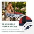 thumbnail image 4 of Round Outdoor Tablecloth with Umbrella Hole and Zipper, Black Chevron Tablecloth with Elastic Waterproof, Geometric Navy Blue White Sea Wavy Striped Patio Table Covers for 31" - 35" Pool Tables, 4 of 9