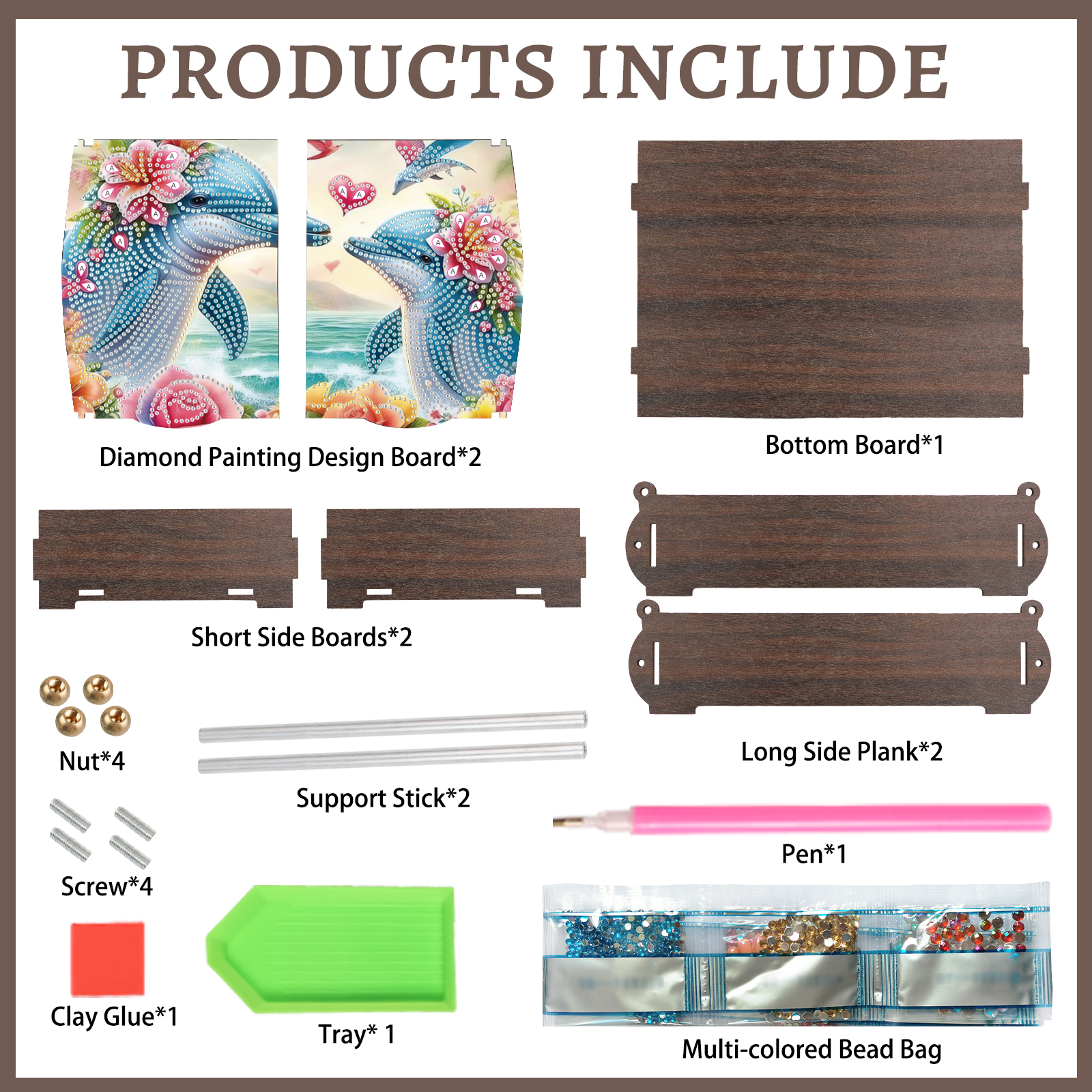 Diamond Painting Kit Storage Box, Floral Dolphin DIY Multi-Purpose Craft Storage Box, Ideal for Home Office Holiday Gifts