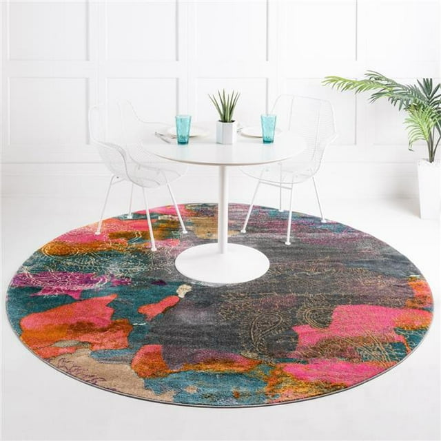 Unique Loom 3127514 8 x 8 ft. Granna Aurora Round Rug, Gray