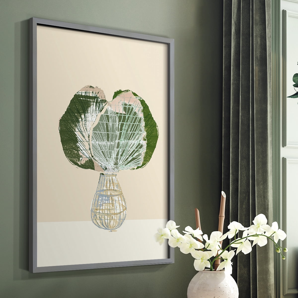 Woven Tropical Leaf I Framed Print - Solid Wood in Single Picture Frame Solid Wood 2 Framed Print