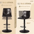 thumbnail image 2 of Waleaf Swivel Bar Stools Set of 2, Modern Adjustable Height Counter Stools with PU Leather Upholstery, Comfortable Back Support Kitchen Chairs,Black, 2 of 7