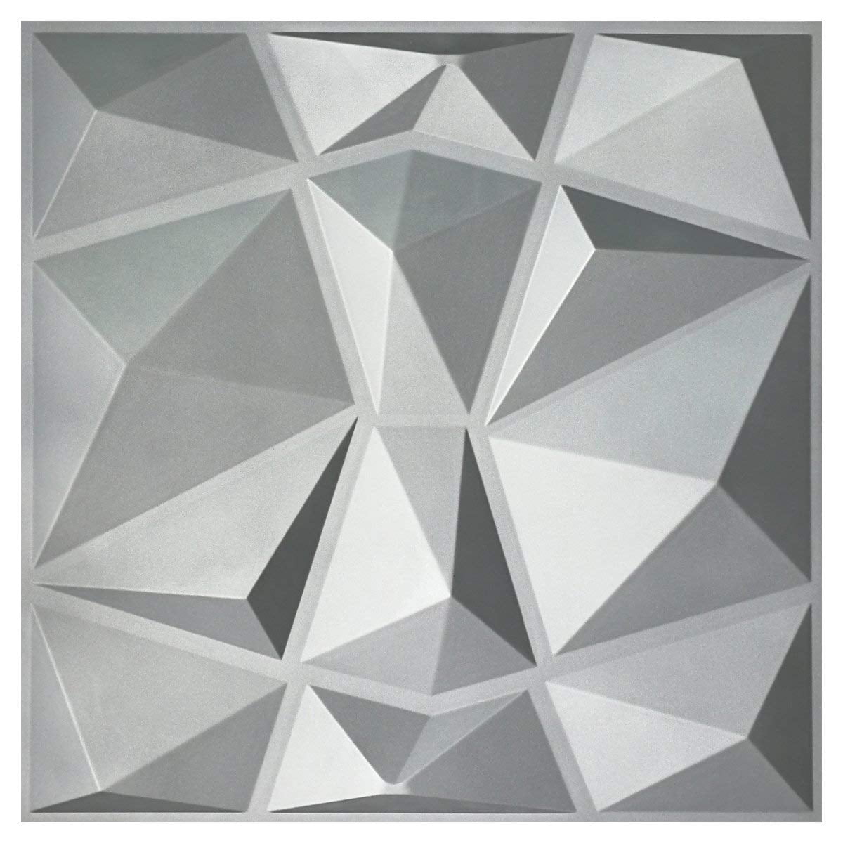 Art3d Gray Diamond Design 19.7 in. x 19.7 in. PVC 3D Wall Panel (12Pack)