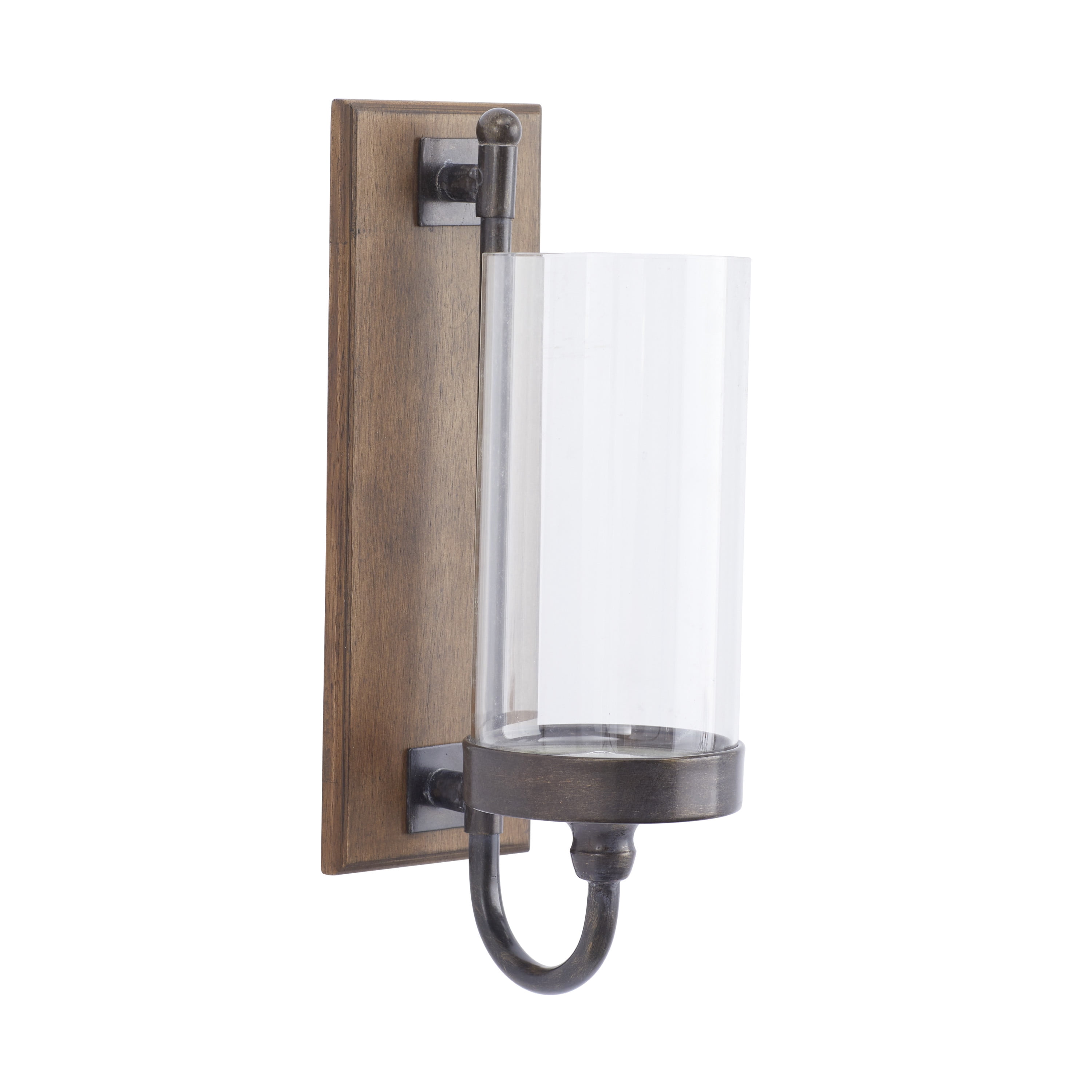 Decmode farmhouse brown iron and wood led on sale wall sconce