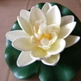thumbnail image 4 of Simulation Lotus with Water Lily Pad, Artificial Floating Foam Lotus Flower Realistic Water Lily Pad for Home Garden Party Holiday Special Event Pond Decoration, 4 of 9
