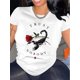 thumbnail image 1 of Camiseta con estampado gráfico de Escorpión y Rosa, cuello redondo informal, tejido de punto, largo regular, con la inscripción "Trust Nobody", ideal para mujer, ideal para cualquier temporada, para a, 1 of 7