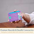 thumbnail image 5 of ComfiTime Slim Men’s Wallet - RFID Minimalist Wallet for Men & Women, Small Thin Leather Wallet with ID Window, Credit Card Holder Front Pocket Wallet, Travel Accessories & Gift Box, Glitter Purple, 5 of 11