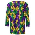 thumbnail image 4 of Happy Mardi Gras Shirt for Women Plus Size Funny Print 3/4 Sleeve Mardi Gras Day Tshirts Casual Crew Neck Carnival Theme Party Tee Tops Festival Outfits, 4 of 6
