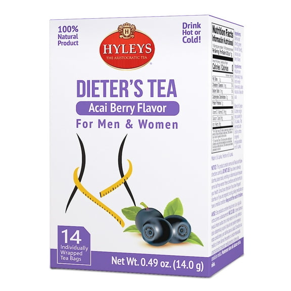 Hyleys Weight Loss Tea - Green Tea with Senna Leaf - Acai Berry Flavor - 14 Tea Bags - Dieter's Slimming Collection
