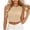 Beige, variant on Women's Round Neck Pineapple Waffle Knit Crop Tank Tops Back Tie Knot Open Back Casual Sleeveless Blouses for Summer Daily Wear