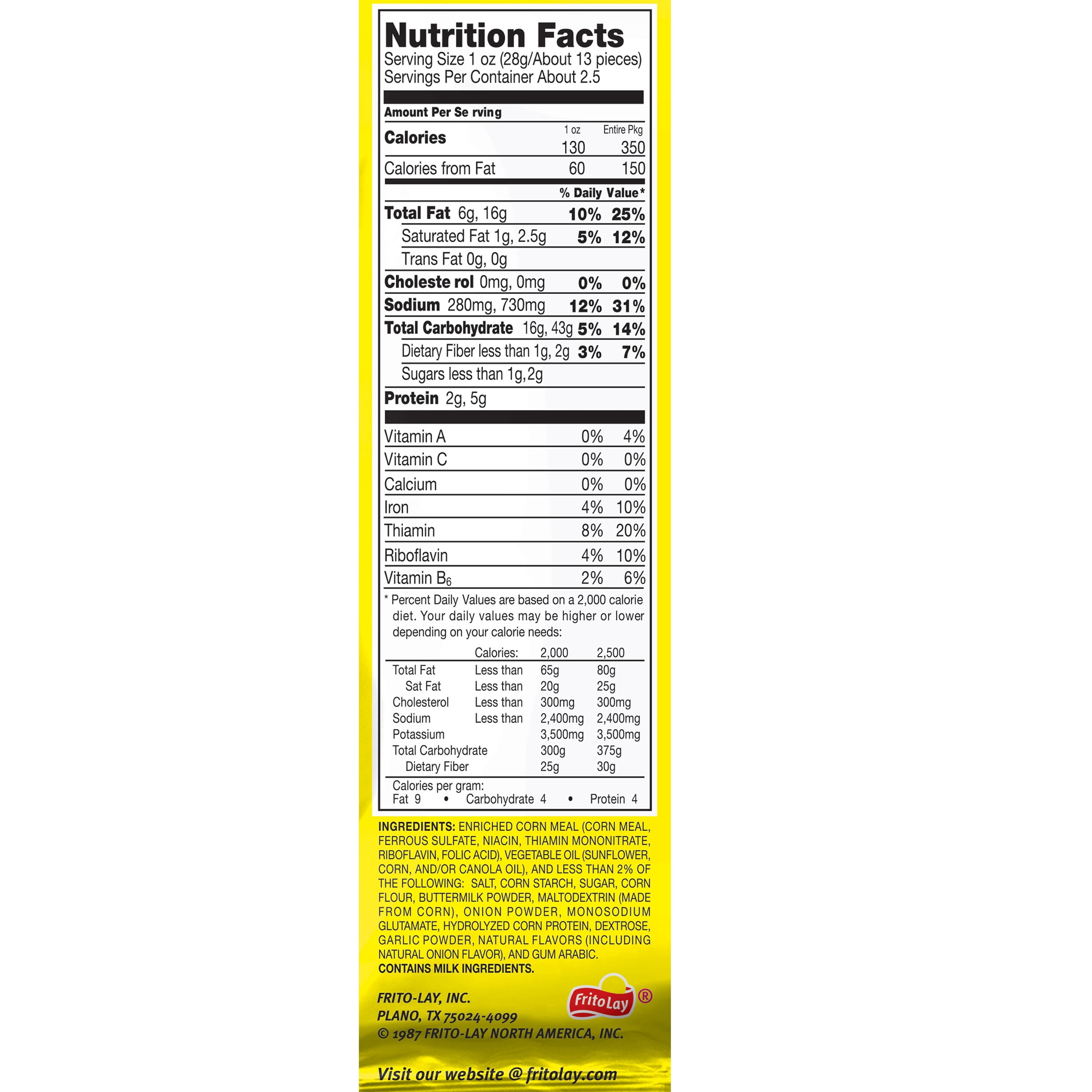 Frito Lay Funyuns Nutrition Facts Nutrition Ftempo