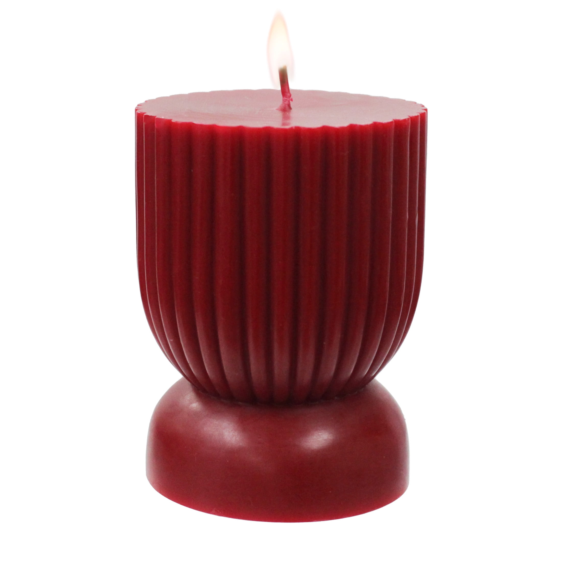 Better Homes & Gardens Unscented Ribbed Pillar Candle, 3x4 Inches, Red