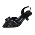 thumbnail image 6 of Women's Wide Width Rhinestone Bow Slingback Heels, Pointed Toe Stiletto Sandals with Crystal Embellishment, Glamorous Dress Shoes for Party & Wedding, Multi-Color, 6 of 9