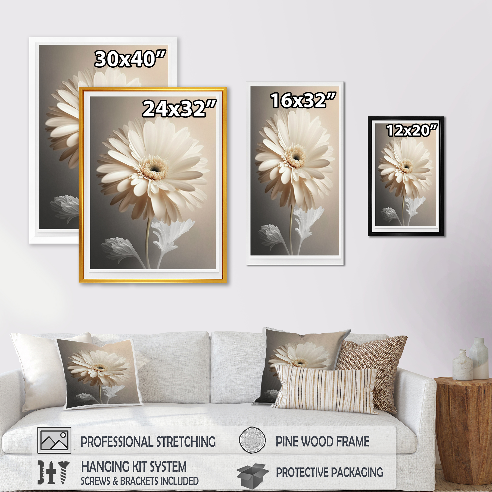 Designart White Gerbera Flower I Canvas Wall Art