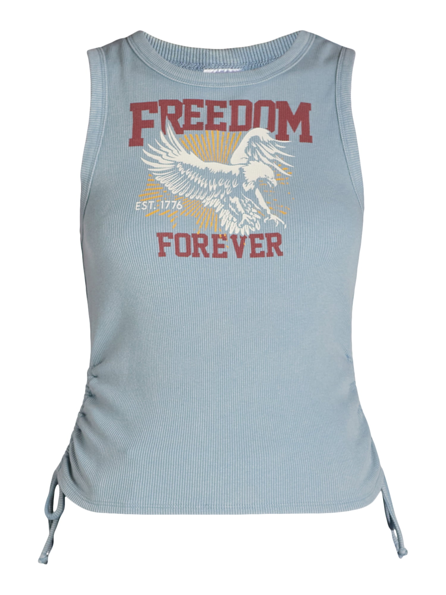 No Boundaries Juniors Lace Up Muscle Tank Top, Stretchy
