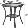 thumbnail image 5 of PARKWELL Patio Square Wicker End Table - Glass Top Side Table with Storage - Grey, 5 of 6