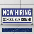 thumbnail image 3 of Now Hiring School Bus Drivers 13 oz Heavy Duty Vinyl Banner School Bus Driver Jobs Available Help Wanted Sign for Advertising Indoor/Outdoor Single-Sided with Metal Grommets (4x10 ft, Wh & Bl & Bk), 3 of 6