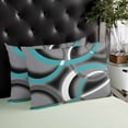 thumbnail image 4 of Turquoise Geometric Standard Size Pillow Cover,Pillowcase Protectors with Zipper,Decorative Throw Pillow Case Cover,Grey Classic Abstract Lines Striped Pillow Shams for Couch Sofa 20x26Inch, 4 of 8