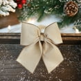 thumbnail image 4 of Large Velvet Christmas Bow 14 Inch Big Sparkly Fabric Bow Tree Topper Glitter Xmas Hanging Ornament for Holiday Party Indoor Outdoor Wreath Garland Stairs Decoration L-Edge-Beige, 4 of 6